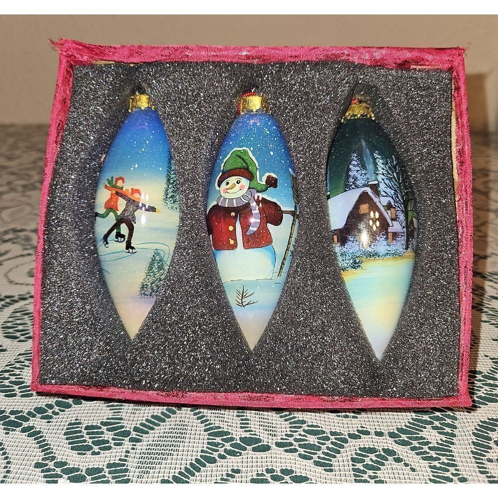 Hand Painted Christmas Teardrop Ornaments